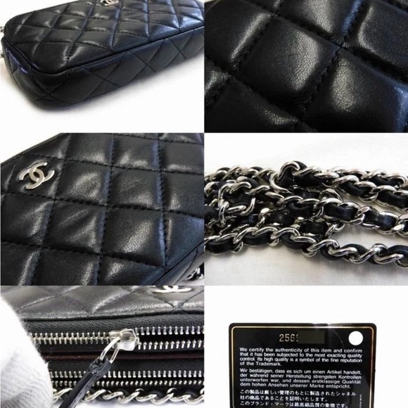 Chanel A82527 Matelasse W Zipper Chain Wallet Lambskin Black w/ silver hardware - Picture 11 of 11